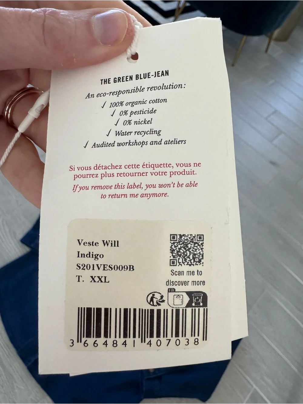 SEZANE Will Jacket Indigo Denim Size XXL VGUC - Picture 7 of 8